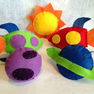 Felt Baby Crib Mobile Pattern. Space Mobile DIY Sewing Pattern PDF. Instant instructions to make rocket and planets mobile. image 2