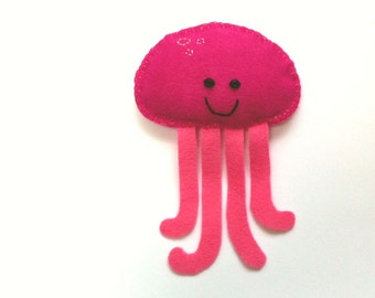 Felt Toy Plushie Hand sewing Pattern PDF. Complete instructions to make Squishy the Jellyfish. Instant download.