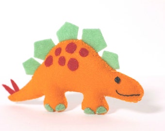 Felt Plushie Hand sewing Pattern PDF. Complete instructions to make Steggles the Stegosaurus Dinosaur. Instant download.