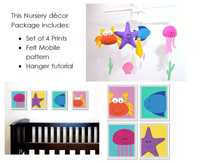 Seaside Nursery Decor Package Includes Felt Baby Mobile Etsy