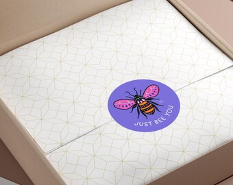 Just Bee You Bumblebee Sticker | Hand-Drawn Illustration, Waterproof Vinyl