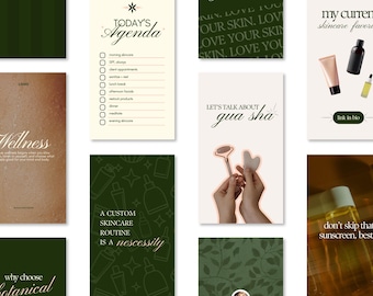 10 Skincare Instagram Story Templates | Elegant | Canva Editable Design | Digital Download