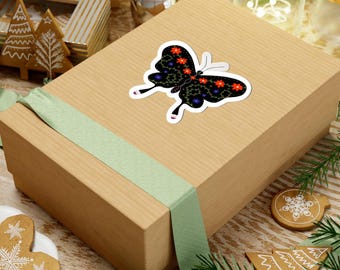 Floral Embroidered Butterfly Sticker | Kiss-Cut Vinyl Sticker