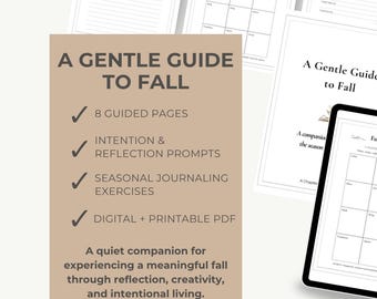 Diário Guiado de Outono | Diário de Reflexão Sazonal | Sugestões de Intenção | PDF para Imprimir | GoodNotes