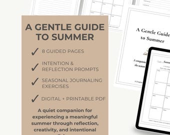 Diário Guiado de Verão | Diário de Reflexão Sazonal | Sugestões de Intenção | PDF para Imprimir | GoodNotes