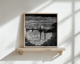 Scenic Fine Art Print | Monochrome Reduction Print Reproduction | Moody Landscape | The Bay