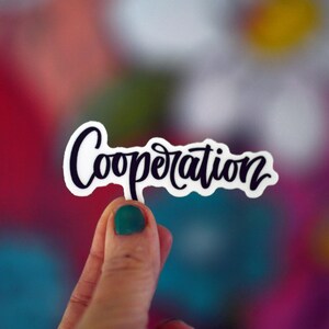 COOPERAZIONE - Parola di potere, Posta felice, Parola dell'anno, Motivazionale, Ispiratrice, Adesivo impermeabile