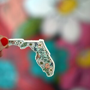 Vinylsticker sticker FLORIDA kaart met bloemen I