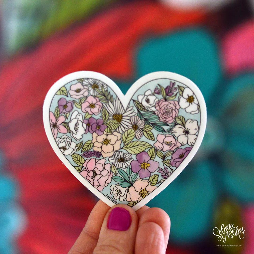 Heart Floral I Vinyl Sticker Decal - Etsy