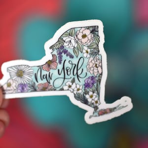 Sticker carte de NEW YORK en vinyle floral I