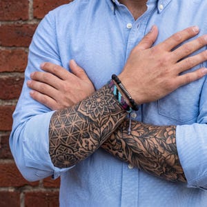Conjunto de pulseras para hombre, cuentas de piedra de lava, pulsera bohemia tejida para hombre, pulseras apilables para hombre, regalo para él, pulsera de la amistad con cuentas