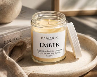 EMBER Egyptian Amber Soy Candle, Hand Poured Minimalist Home Decor