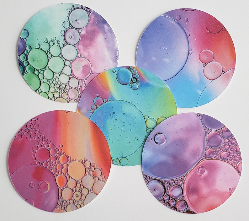 Set C of 5 Colored Bubble Zendala Tiles for Zentangle Art Work 41/2