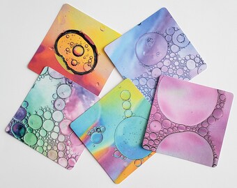 Set (B) of 5 Colored Bubble Tiles for Zentangle Art Work- 4 1/2-inch square