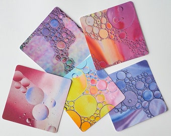 Set (C) of 5 Colored Bubble Tiles for Zentangle Art Work- 4 1/2-inch square