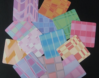 Set of Colored "Geometric" Tiles for Zentangle Art Work- 4-inch square