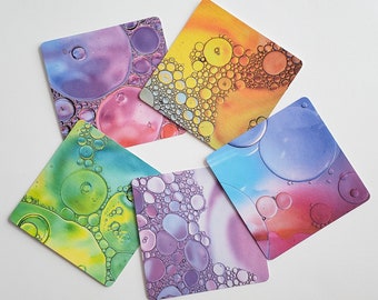 Set (A) of 5 Colored Bubble Tiles for Zentangle Art Work- 4 1/2-inch square