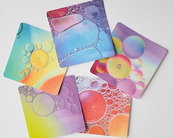 Set (F) of 5 Colored Bubble Tiles for Zentangle Art Work- 4 1/2-inch square