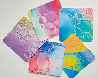 Set (D) of 5 Colored Bubble Tiles for Zentangle Art Work- 4 1/2-inch square