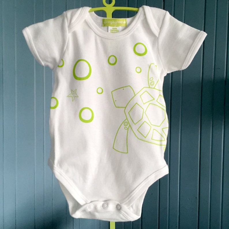 Sea Turtle Baby Wear Bodysuit Lime