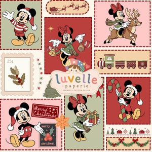 Motif sans couture Souris de Noël, patchwork vintage pour les fêtes, tissu pour enfants (téléchargement numérique)