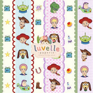 Toy Friends Seamless Pattern, Cowboy Space Ranger Patchwork, Kids Fabric (Digital Download)