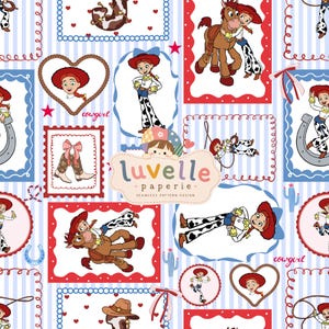 Cowgirl Seamless Pattern, Western Patchwork Stripe, Kids Fabric (Digital Download)