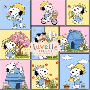 Dog Seamless Pattern, Spring Garden Patchwork, Kids Fabric (Digital Download)