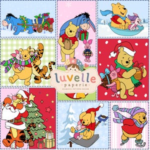 Christmas Bear and Friends Seamless Pattern, Winter Patchwork, Nursery Fabric (Digital Download)