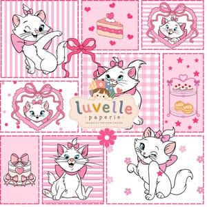Padrão sem costura de patchwork de gato, tecido rosa xadrez vichy Coquette para quarto de bebê (download digital)