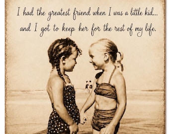 Best Friend Greeting Card, Childhood Friend Keepsake, Sister Friendship Gift, 5x7 Sepia Card with White Envelope