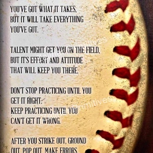 Motivational Baseball or Softball Gift / 10 X 6/ Wood Sign or Print ...