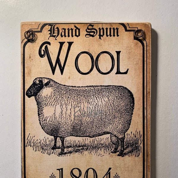 Hand Spun Wool 1804 / Art adhered to wood and ready to display  / Two sizes / 5''x7'' or 8'' x 10'' / Photo gifts make perfect  presents
