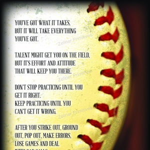 Motivational Baseball or Softball Gift / 10 X 6/ Wood Sign or Print ...
