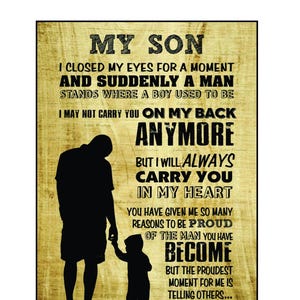 To Son Poem Print: Gift from Dad or Mom, Rustic Wood Plaque (16x11 or 9x6)