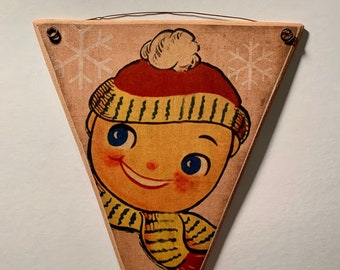 Vintage Winter Pennant: Rustic Christmas Decor (10x8 or 7x5)