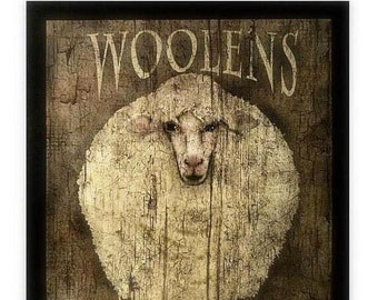 Woolens / Primitive Art / Wood Sign / Ready To Display Or Print To Frame Yourself / 11'' x 14'' Folk Art / Farmhouse Decor /Gift