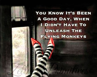Flying Monkeys Humorous Pic / Art  Adhered to wood and Ready to display Or Print To Frame Yourself / Wizard Of Oz  Inspired / 4x5 or 5x7