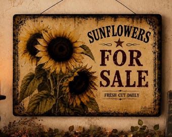 Primitive Sunflower Wall Decor • 16 inches wide 11 inches tall • Rustic Farmhouse Wood Plaque or Print • Handmade Autumn Wall Hanging