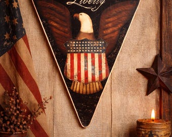 Houten wimpel Americana adelaar: primitief VS-decor