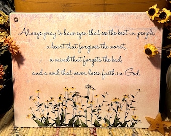 Inspirational 'Always Pray' Wood Sign or Print: Religious Gift (8x10 or 11x14)