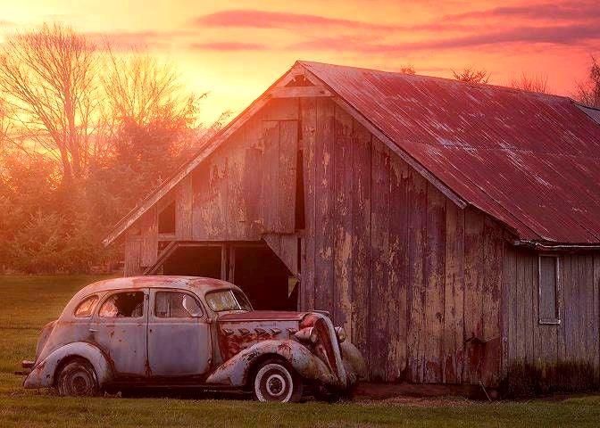 Sunset On The Farm/Wood Picture Plaque Or Print Without 3 Sizes Available Handmade Usa