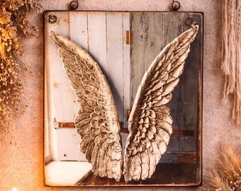 Angel Wings Wood Print: Vintage Style Wall Decor / Various Sizes