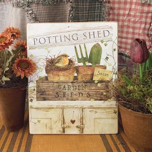 Potting Shed / 8&#39;&#39;x10&#39;&#39; Print Adhered To Wood Ready To Display Or Print Without Wood To Frame Yourself /  Farmhouse, Spring Decor And Gifts