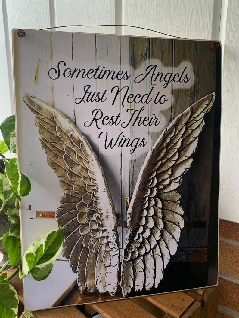 Sometimes Angels Just Need to Rest Their Wings / Print to frame yourself or Print Adhered To Wood with wire hanger / 5x7, 8x10 or 11x14 image 2