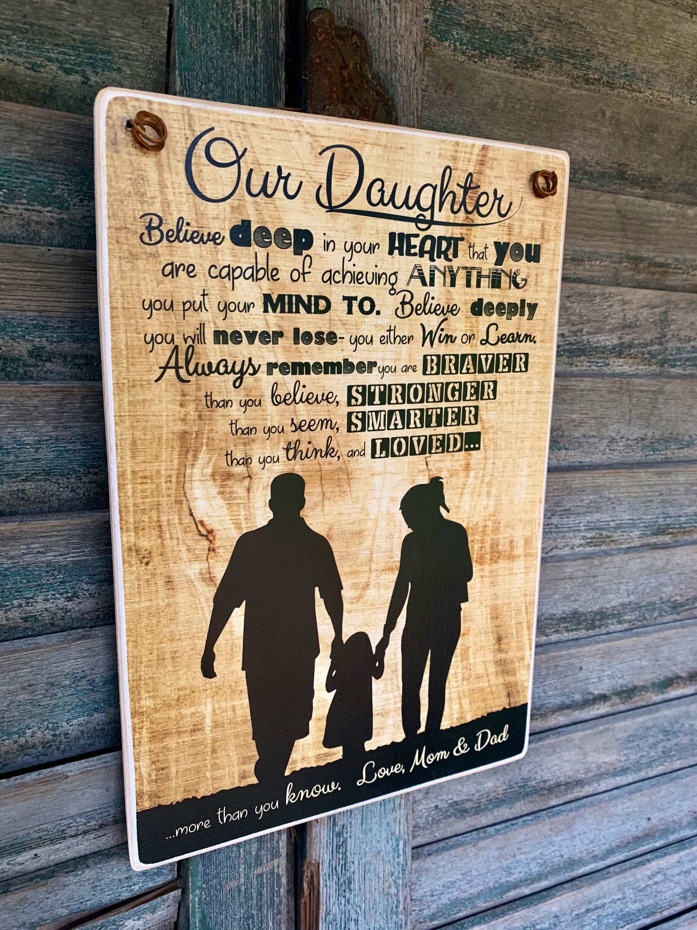 Our Daughter / Gift From Mom and Dad / Print Adhered to Wood Etsy UK