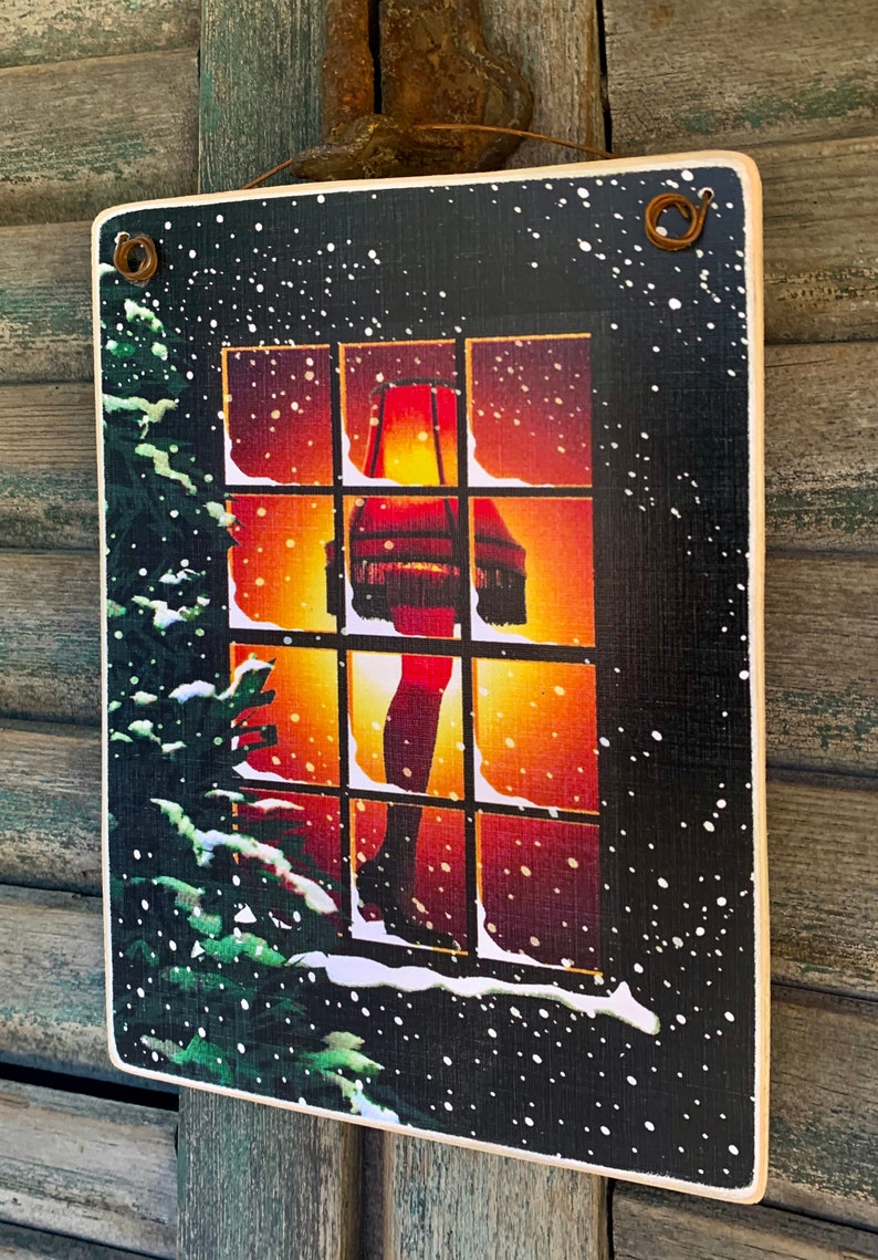 A Christmas Story, Leg Lamp, Print Adhered To Wood And Ready To Display With Vintage Rusty Tin Hanger Or Print To Frame Yourself, 5''x7'' image 3