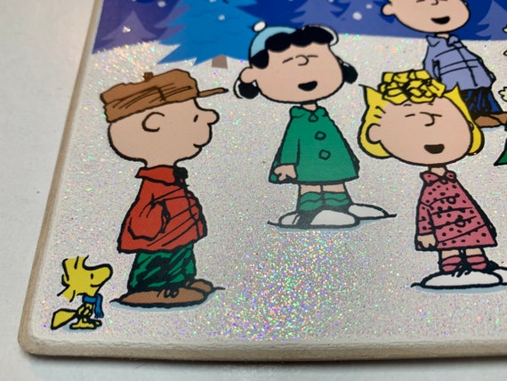 Charlie Brown and the Peanuts Gang / Beautiful Sparkling Glitter/ 8x4 /  Wood Sign / Greeting Cards Available Too -  Finland