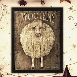 Woolens / Primitive Art / 11x14 Wood Sign / Ready To Display Or Print To Frame Yourself / Folk Art / Farmhouse Decor / Gift