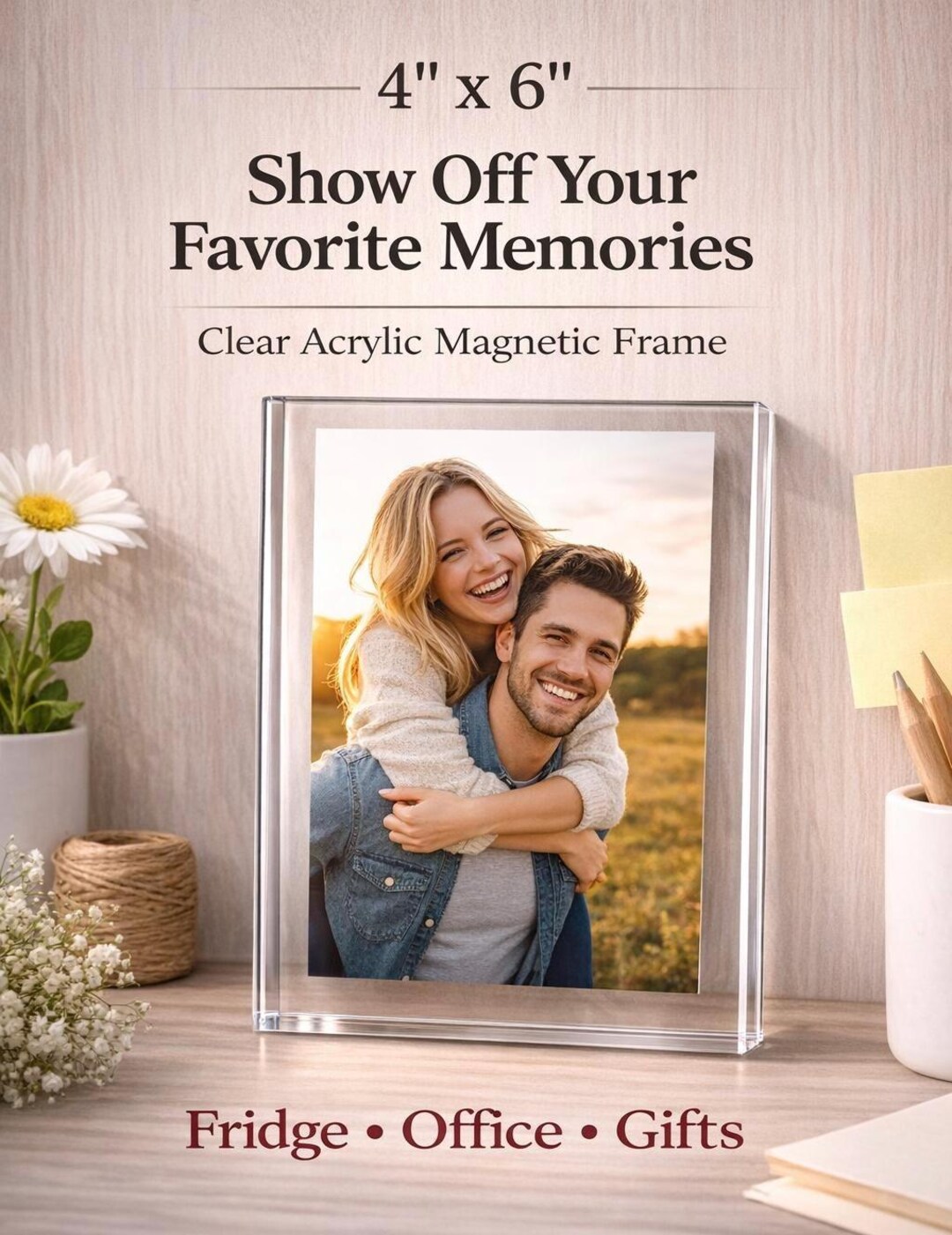 4x6 Acrylic Photo Frame, Slim Slide in Frame, Minimalist Clear Picture ...